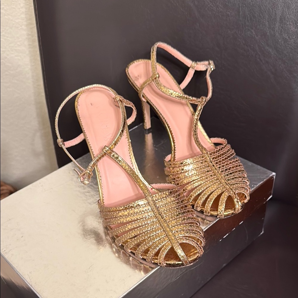 Elegant Gold Strappy Heels